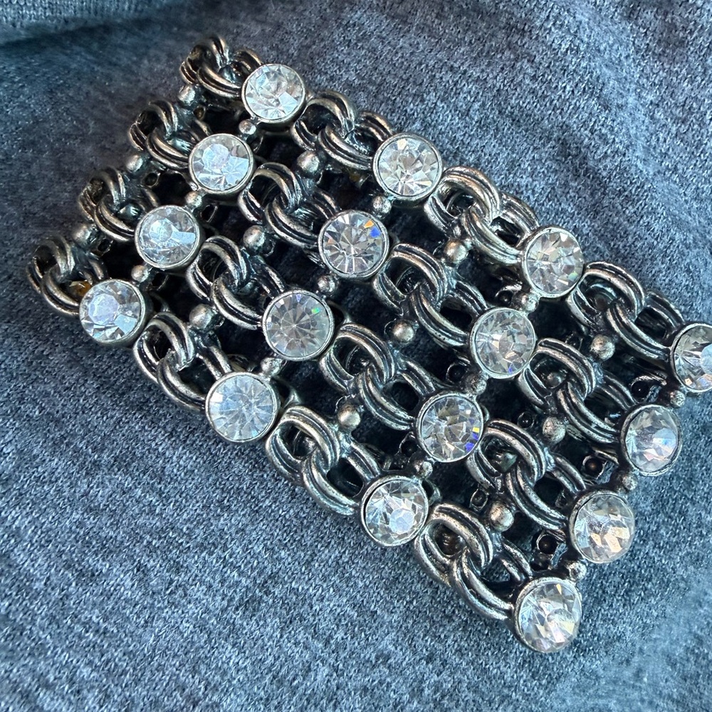 Elegant Silver Rhinestone Bracelet